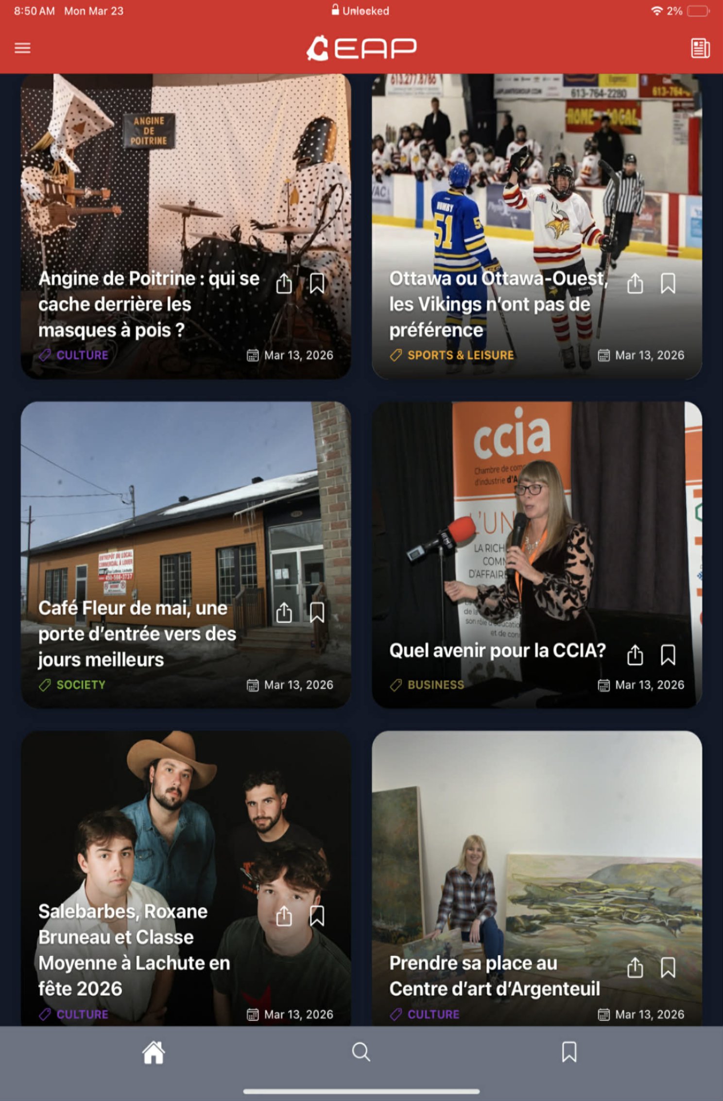 ÉditionAP iPad - Fil d'actualité