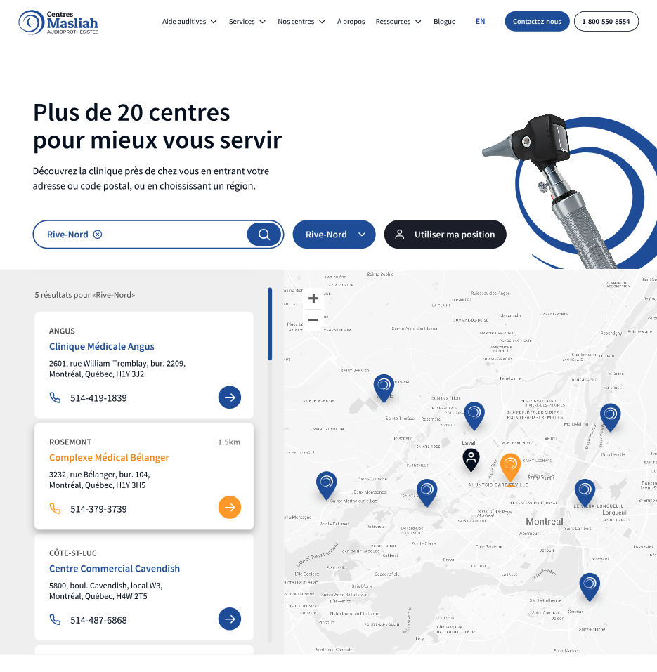 Les Centres Masliah - Liste des centres