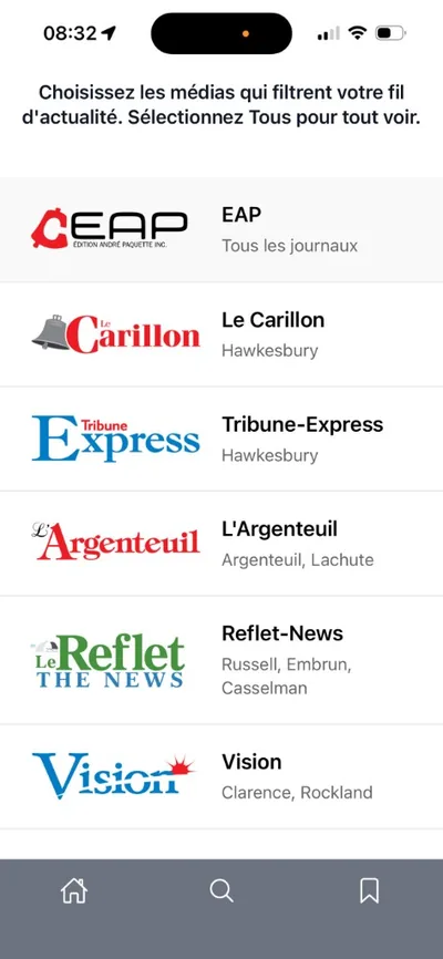 ÉditionAP, sélection des journaux dans l’application